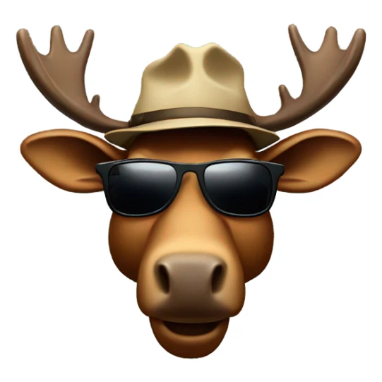 Moose with sunglasses and backwards hat sticker