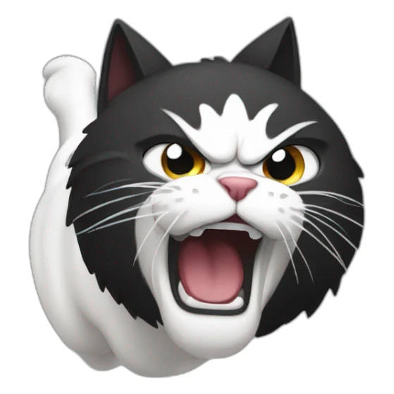 black and white angry cat hissing sticker