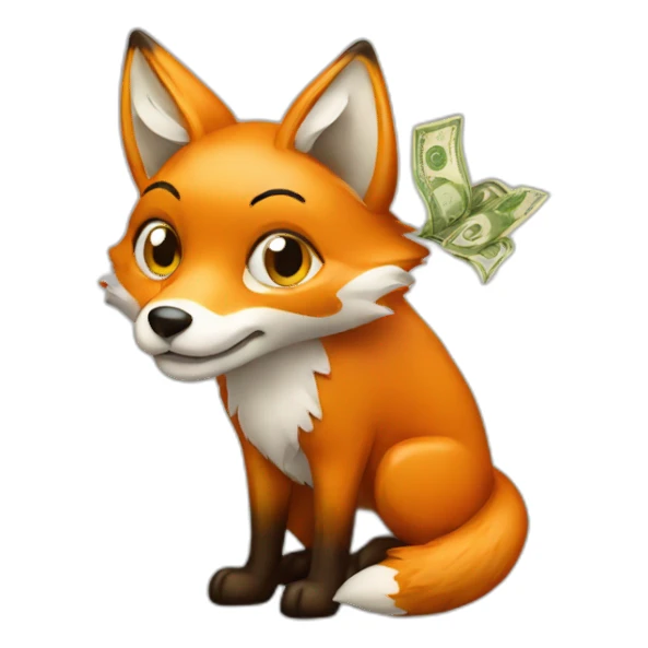 Fox with money  sticker