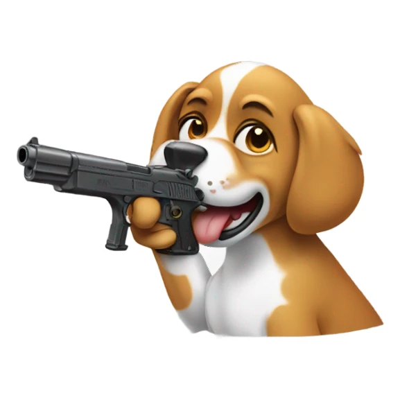 Dog with a gun sticker