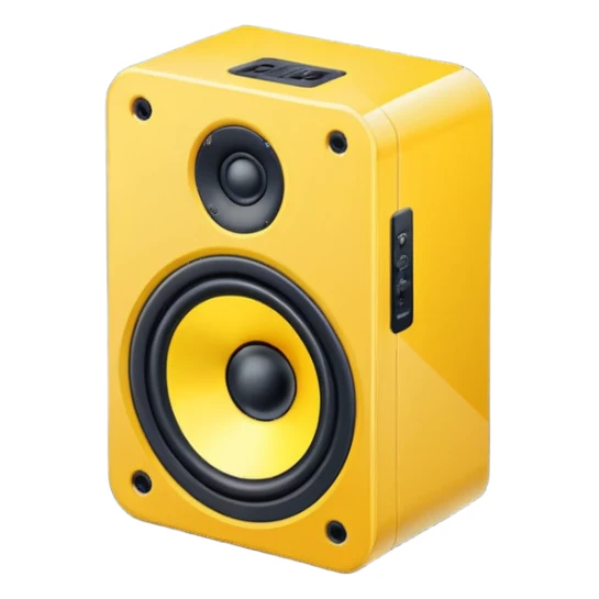 mac os icon yellow audio speaker isometric sticker