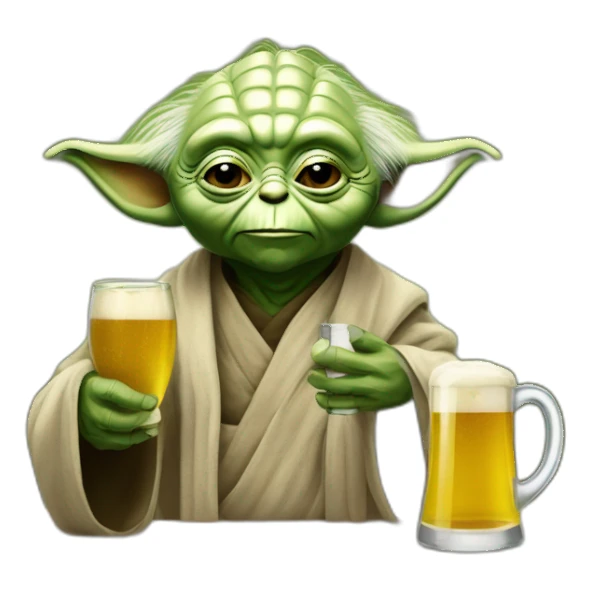 Maître Yoda avec une bière sticker