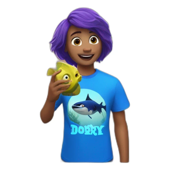 finding dory wearing fortnite t shirt sticker