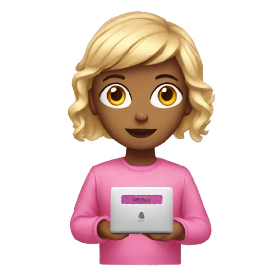 Girl wear pink coding with pink computer  sticker