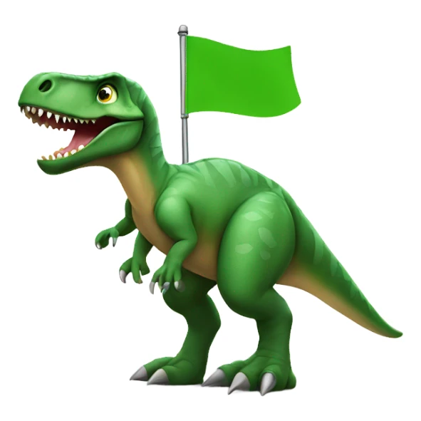 Dinosaur with green flag sticker