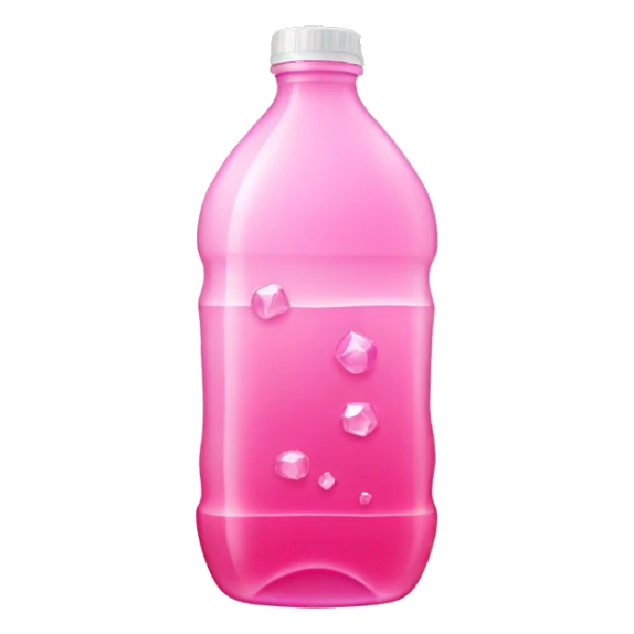 plastic bottle with crystaline pink liquid sticker