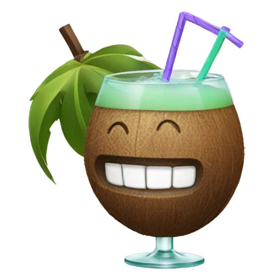Coconut smiling and drinking cocktail  sticker