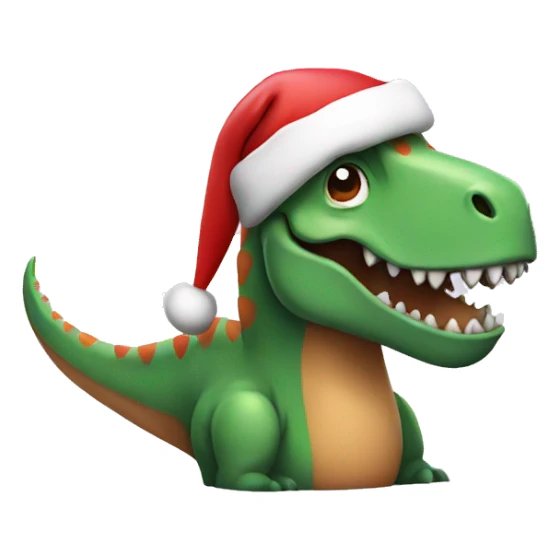 Dinosaur with Christmas hat sticker