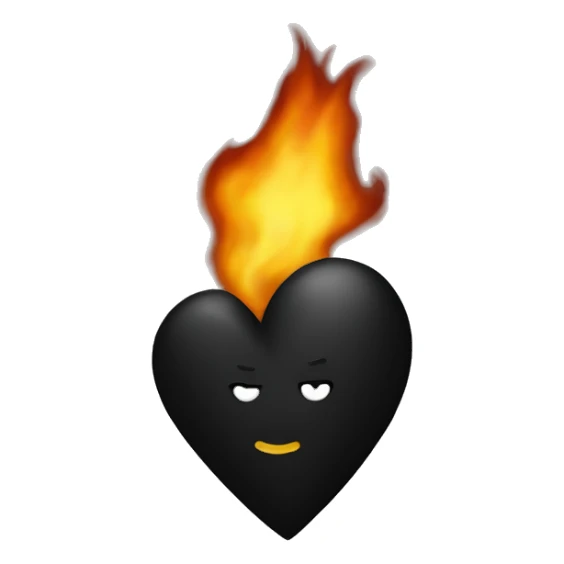 a burning black heart sticker