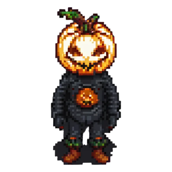 pumpkin person pixel art sticker