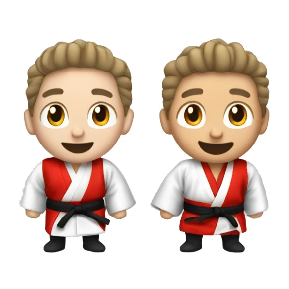 2 guys posing, kimono, Karate school sticker