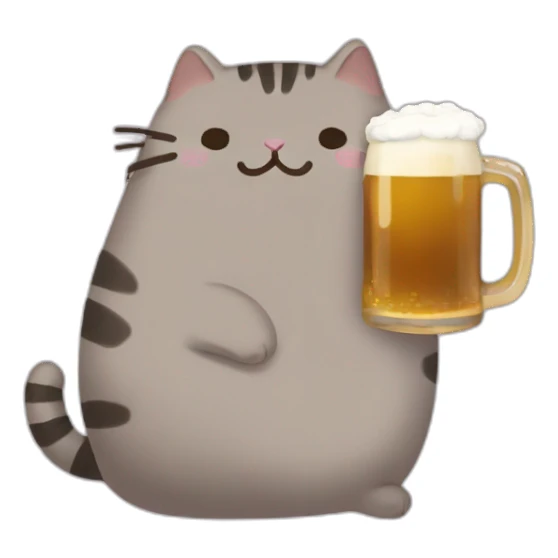 Pusheen cat buvant une biere sticker