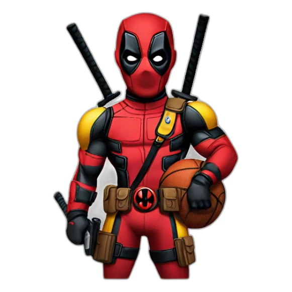 deadpool wearing yellow lakers jersey sticker