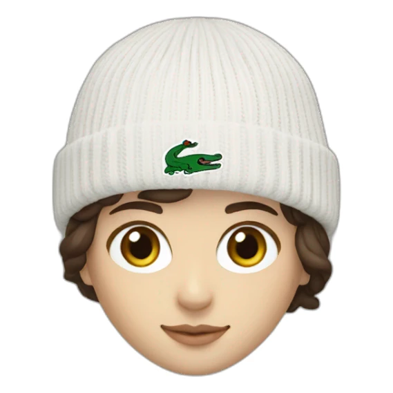 Brunette lacoste beanie with lacoste sticker
