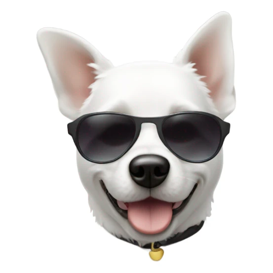 dog white with sunglasses sticker