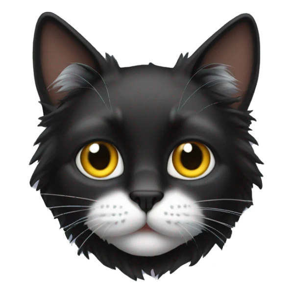 black cat long haired with muzzle half white sticker