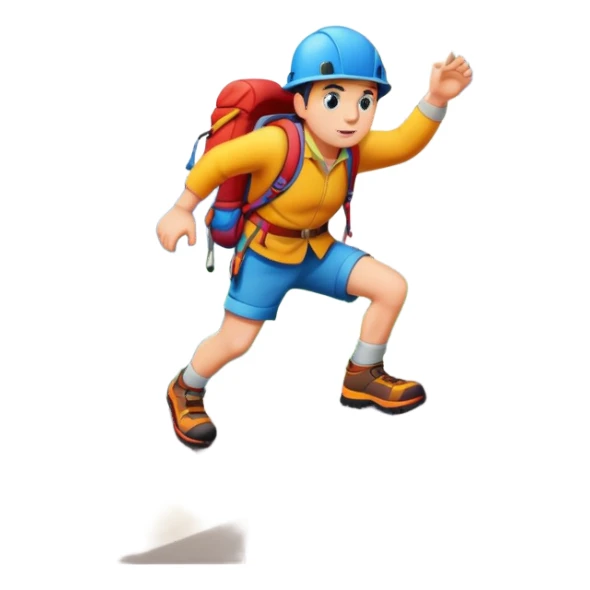 cartoon character climbing a mountain sticker