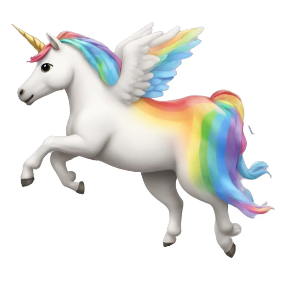unicorn flies with rainbow sticker