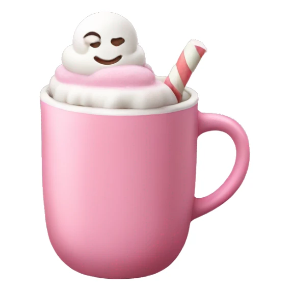 pink hot chocolate with marshmallow sticker