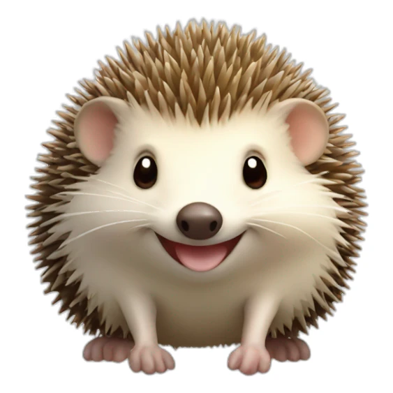 a cheerful hedgehog with a mushroom sticker