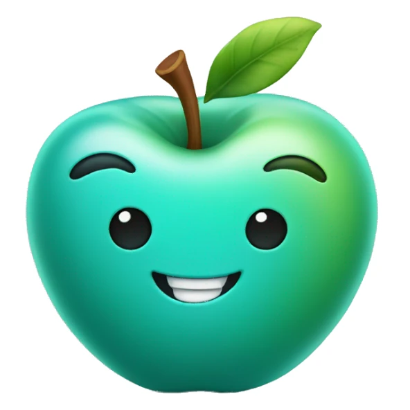 turquoise happy apple sticker