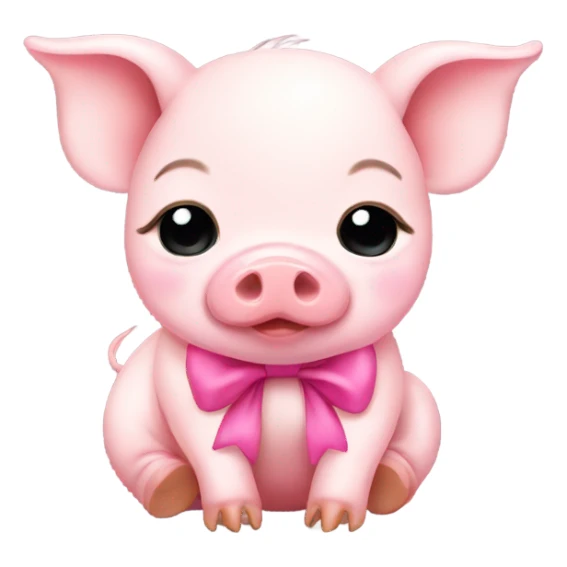 Sleepy baby pig with pink bow sticker