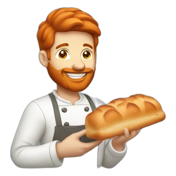 a redhead man eating bread dressed as a baker sticker