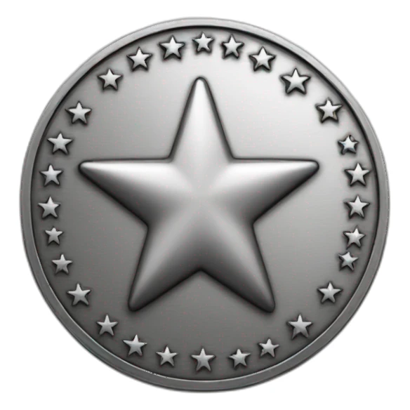 Star in round coin sticker