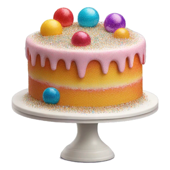 Realistic cake with colorful glitter sticker