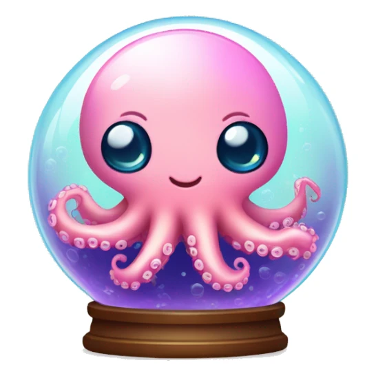 Kawaii colorful baby octopus in bubble globe sticker