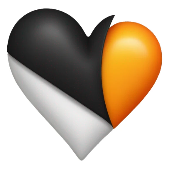Half black and half orange heart sticker