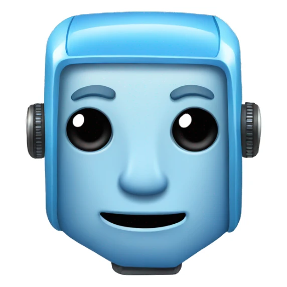 Friendly blue robot square head sticker