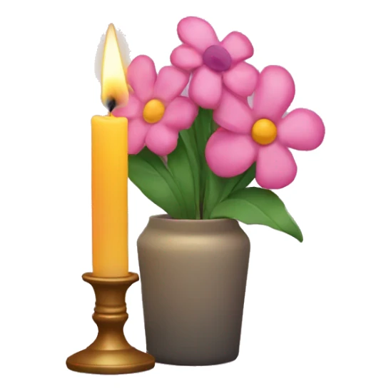 A candle and flowers  sticker