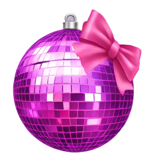 Disco ball with pink  bow on top sticker
