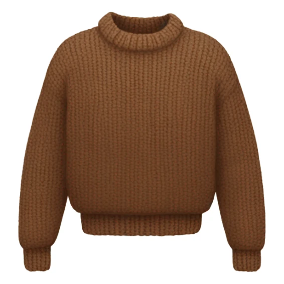 Brown cropped oversize wool sweater, isolated sticker