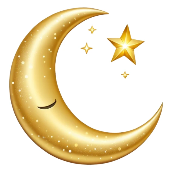 golden crescent moon with sparkes sticker