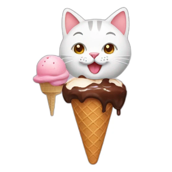 A cat eating chocolate ice cream sticker