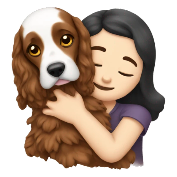 A person cuddling an English Cocker Spaniel. sticker
