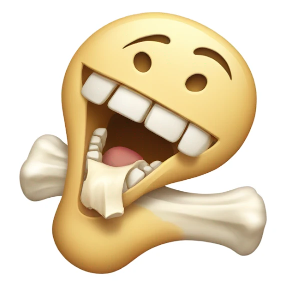 Emoji eating bone sticker