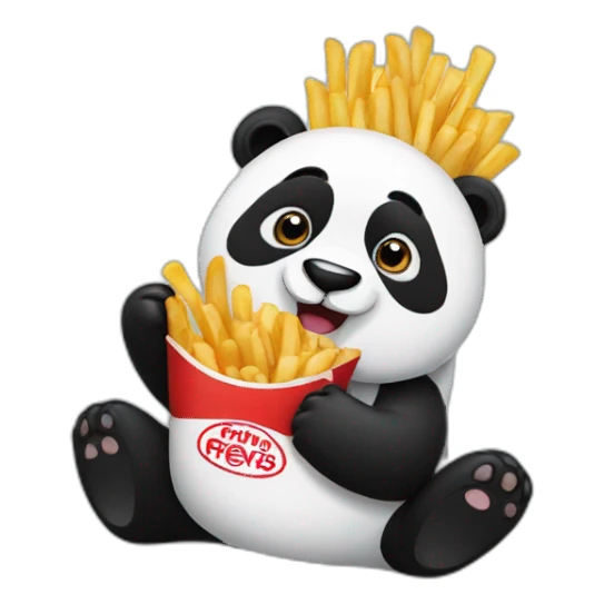 Panda eating fries sticker