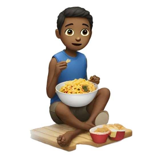 boy eating food sticker