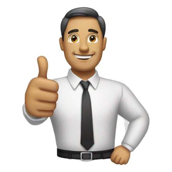 office man with thumbs up sticker