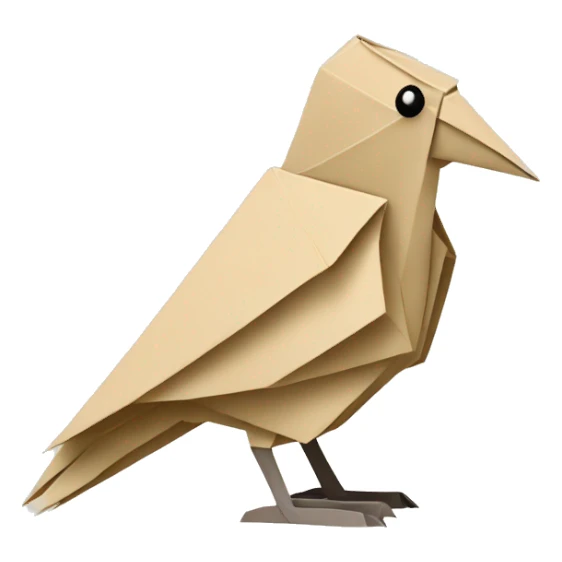 Beige Origami newspaper bird sticker