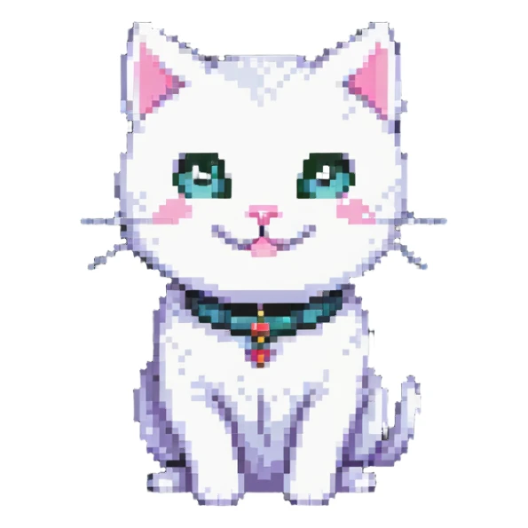 smiling white cat sticker