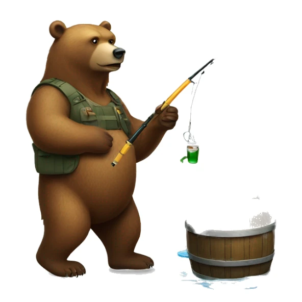 Bear beer fishing sticker