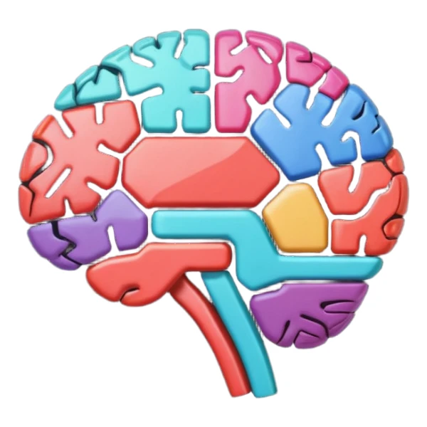 Stylized brain illustration with YouTube logo elements integrated, neural network nodes forming play button shape, digital art style, vibrant color palette, professional icon design, square format sticker