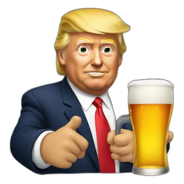 Trump drinking beer sticker