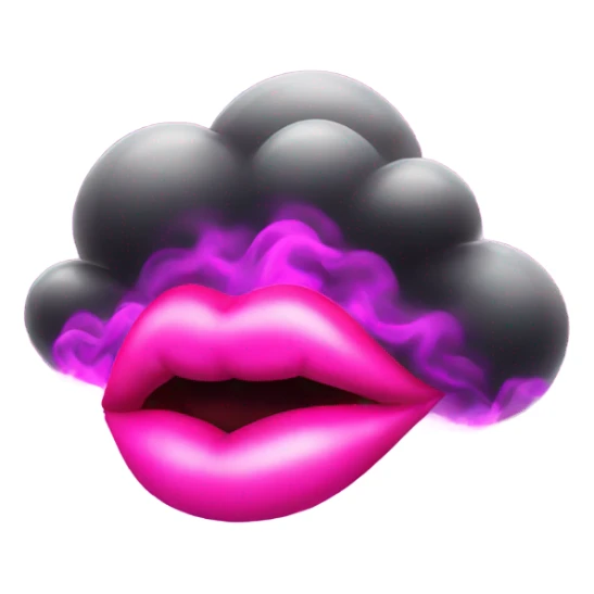 Neon pink lips smoke and release smoke sticker