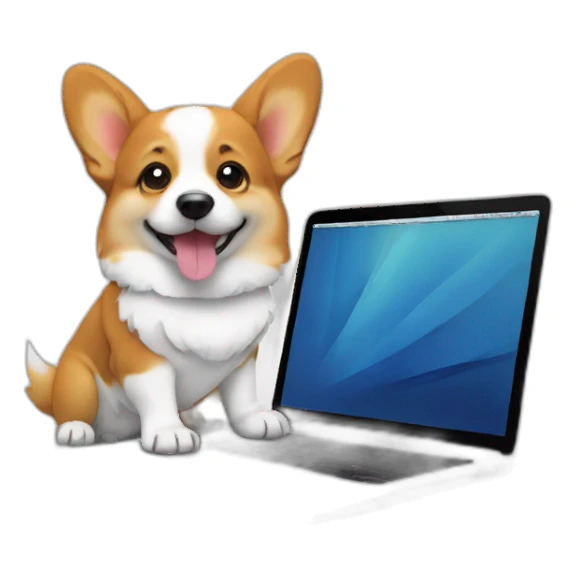 Corgi with laptop sticker
