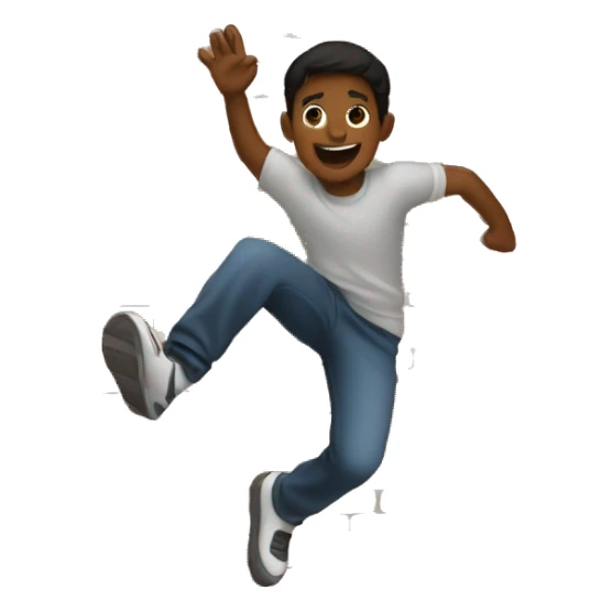 Brown boy jumping over a brick wall sticker